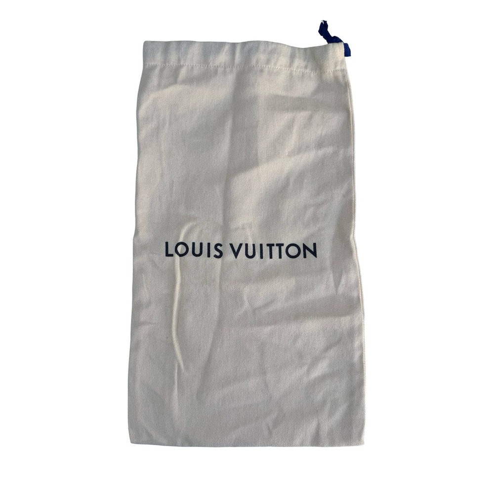Louis Vuitton Cream Cotton Twill Drawstring Dust Bag Shoe Bag Pouch Navy Logo